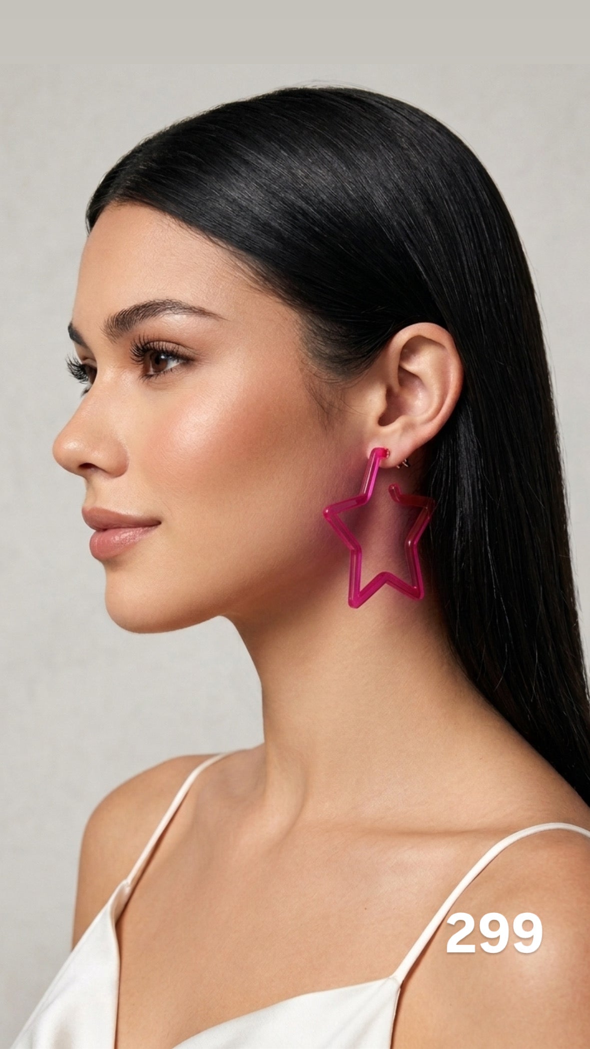 Aretes estrella fluorecente fucsia