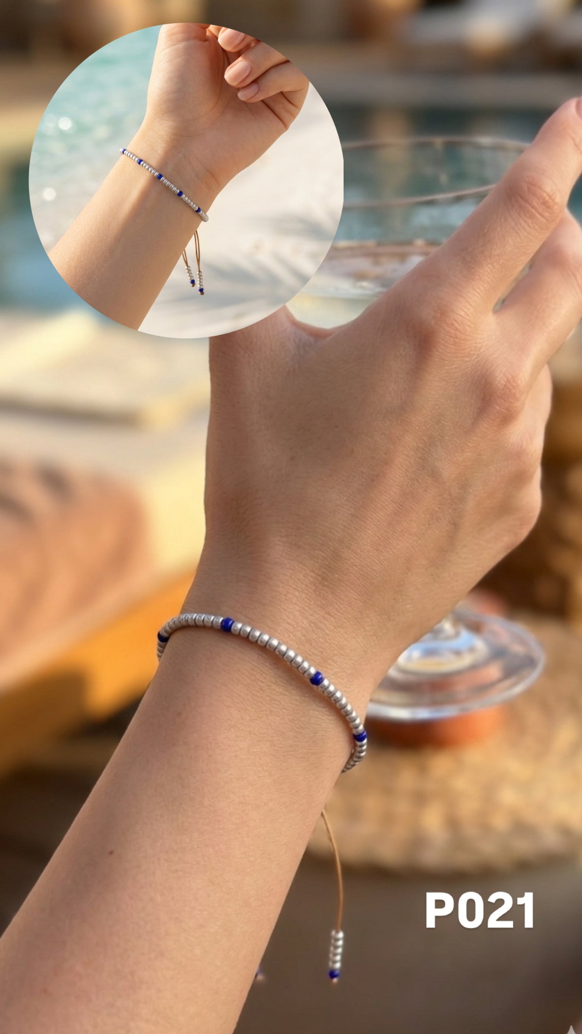 Pulsera azul plata