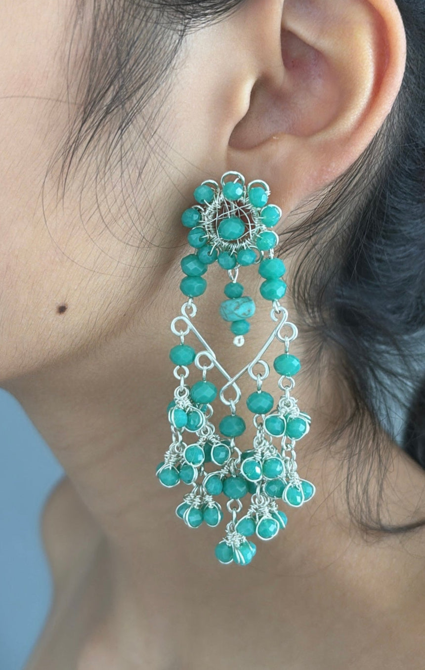 Aretes XL Cristales turquesa