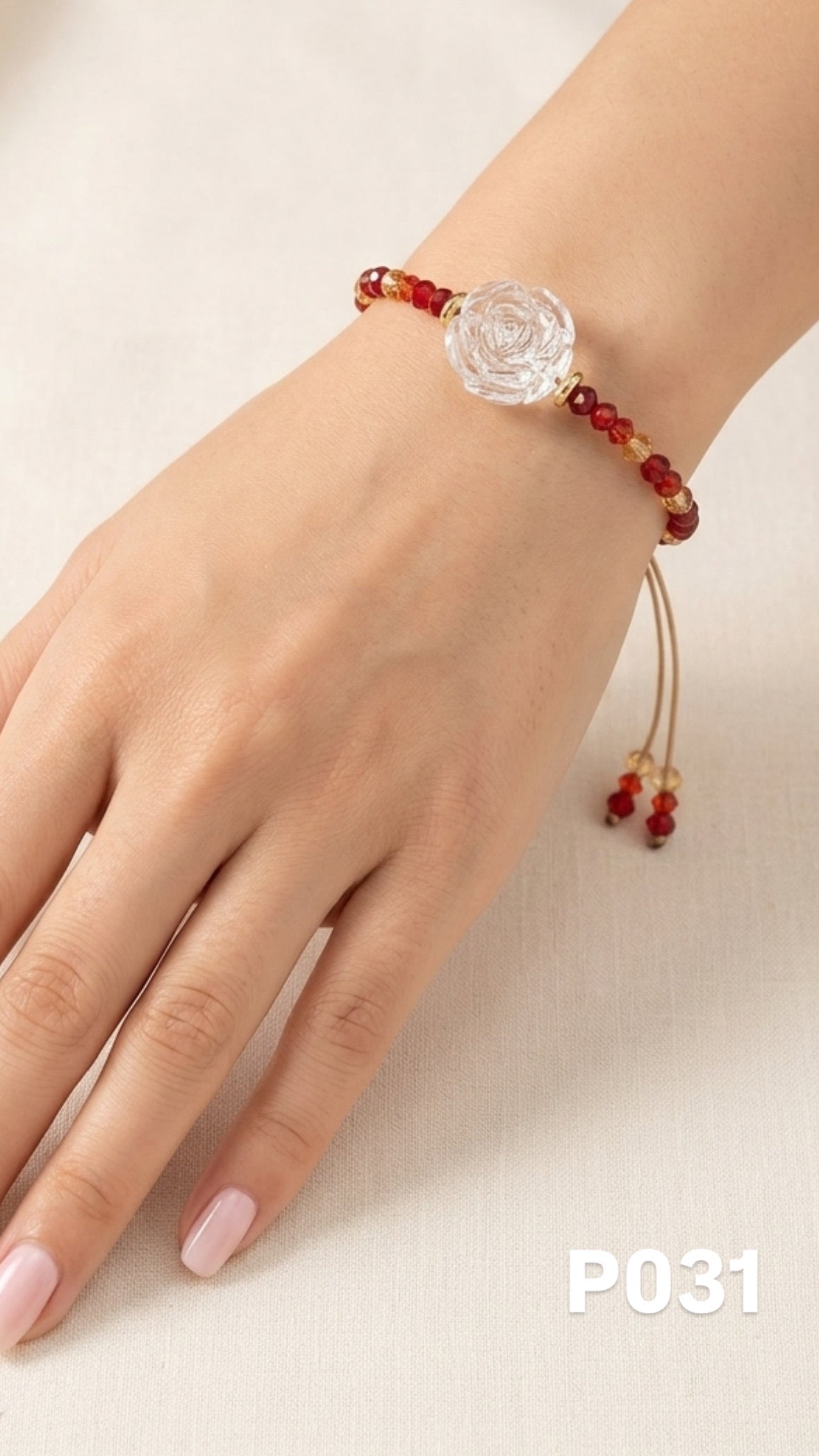 Pulsera rosa transparente