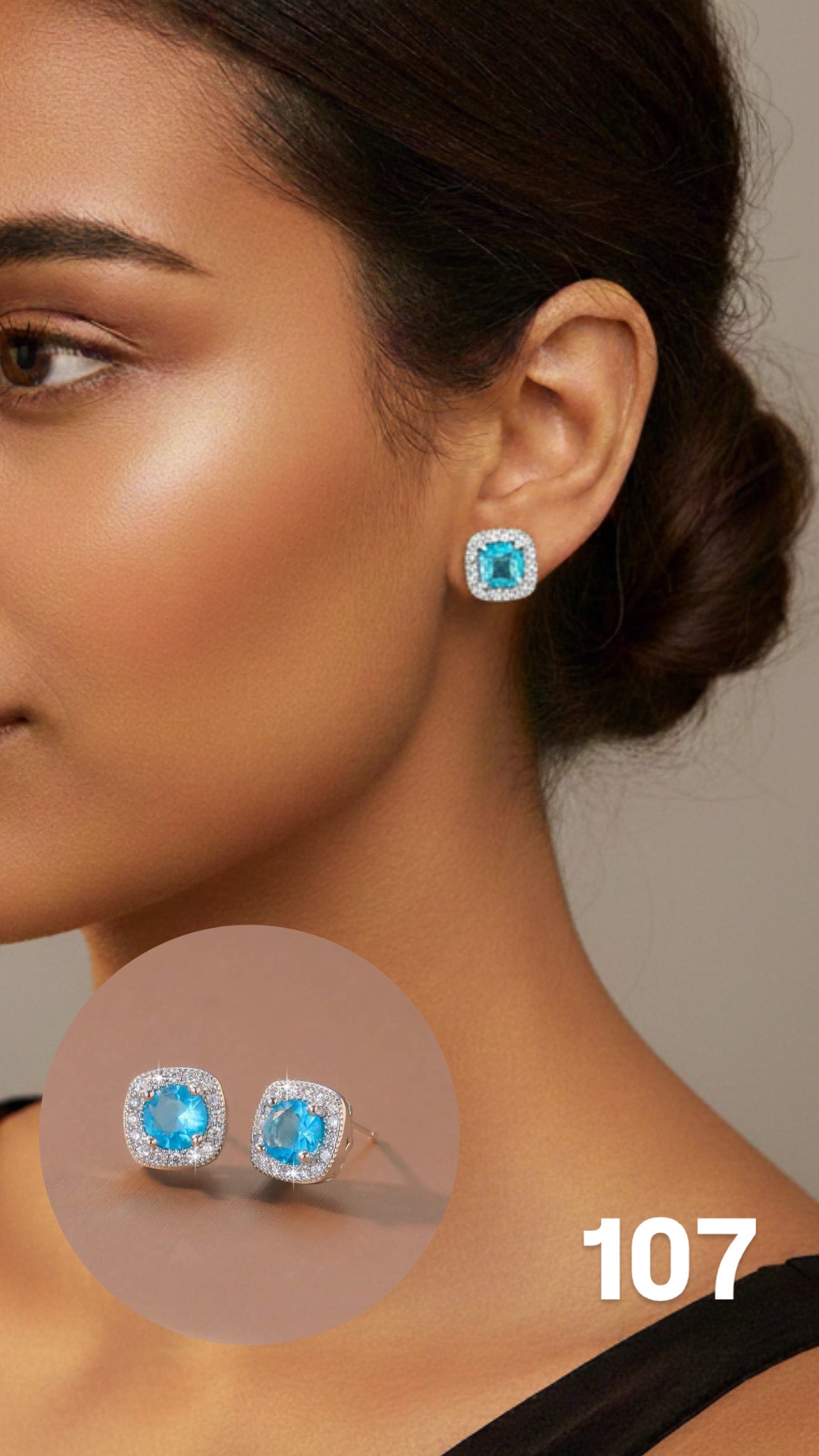 Aretes reina circon turquesa