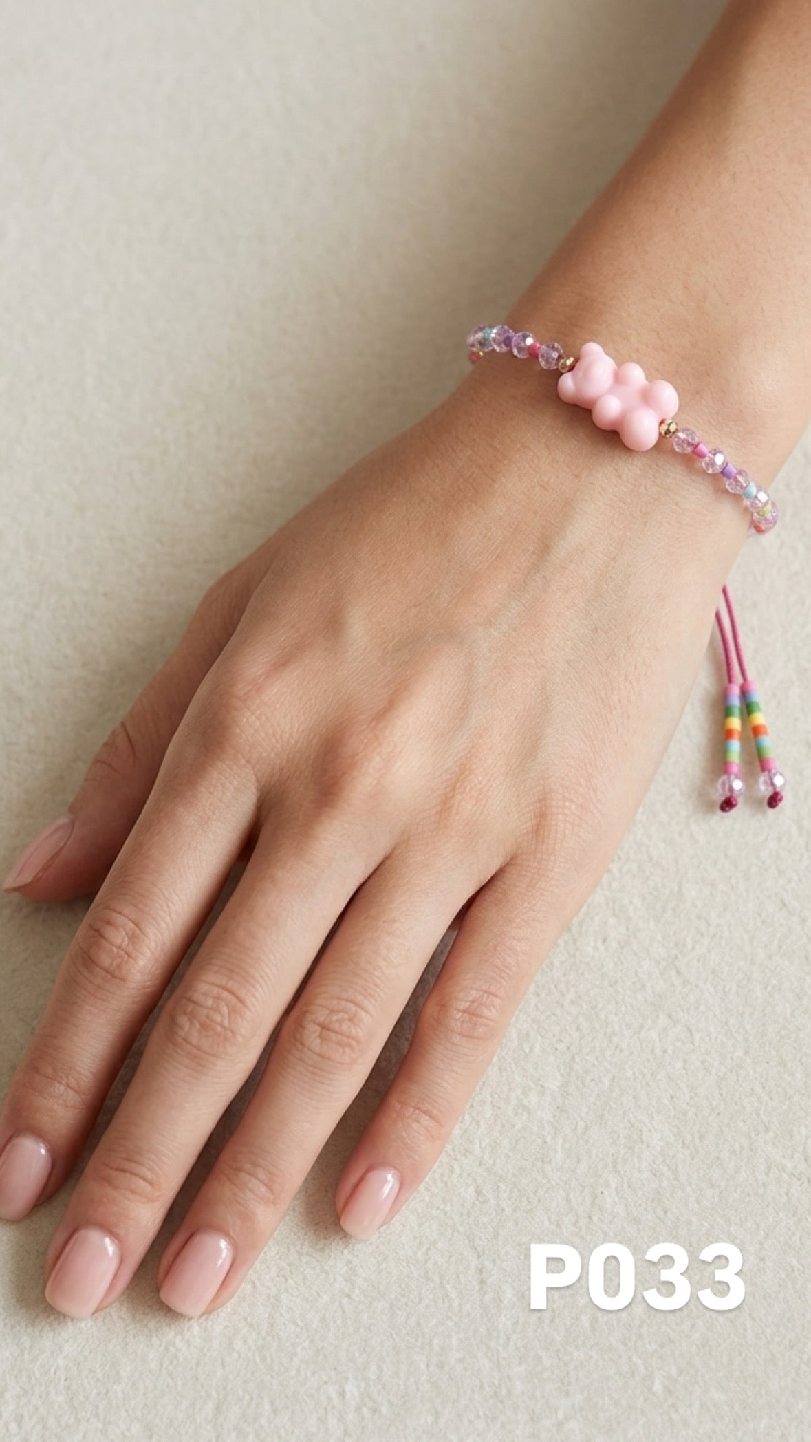 Pulsera osito rosa colores