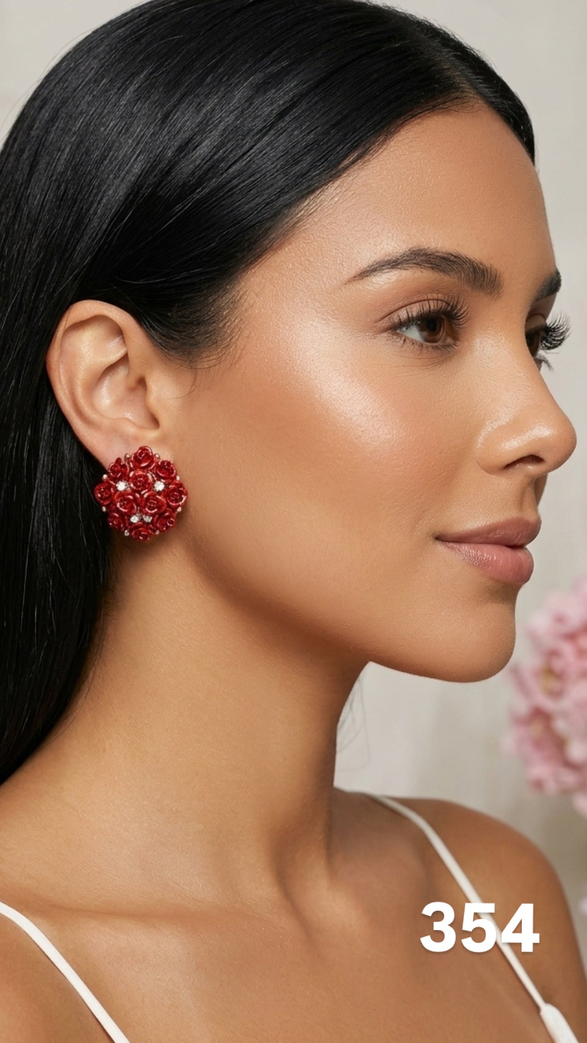 Aretes floreado rojo