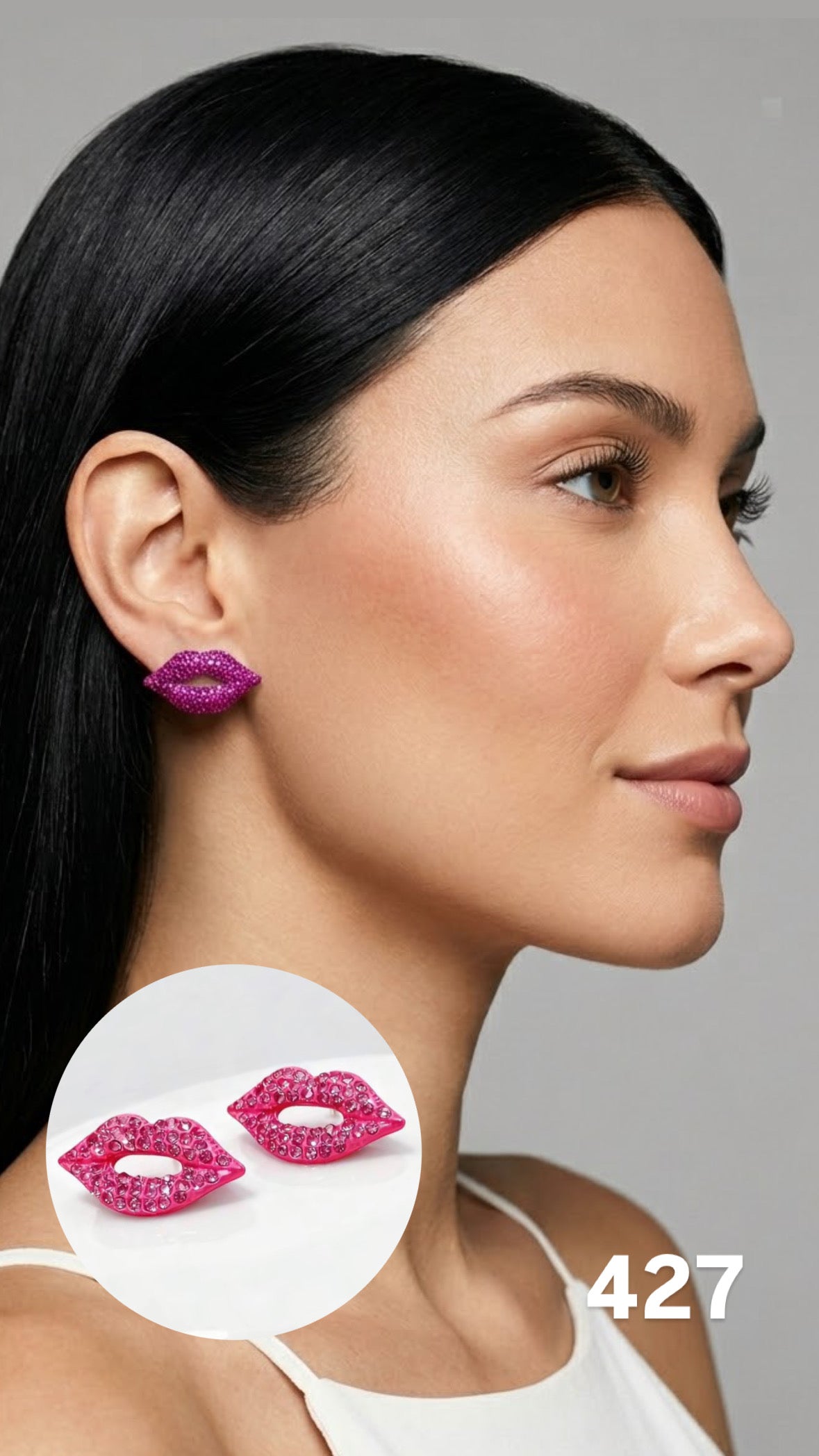 Aretes labios fucsia