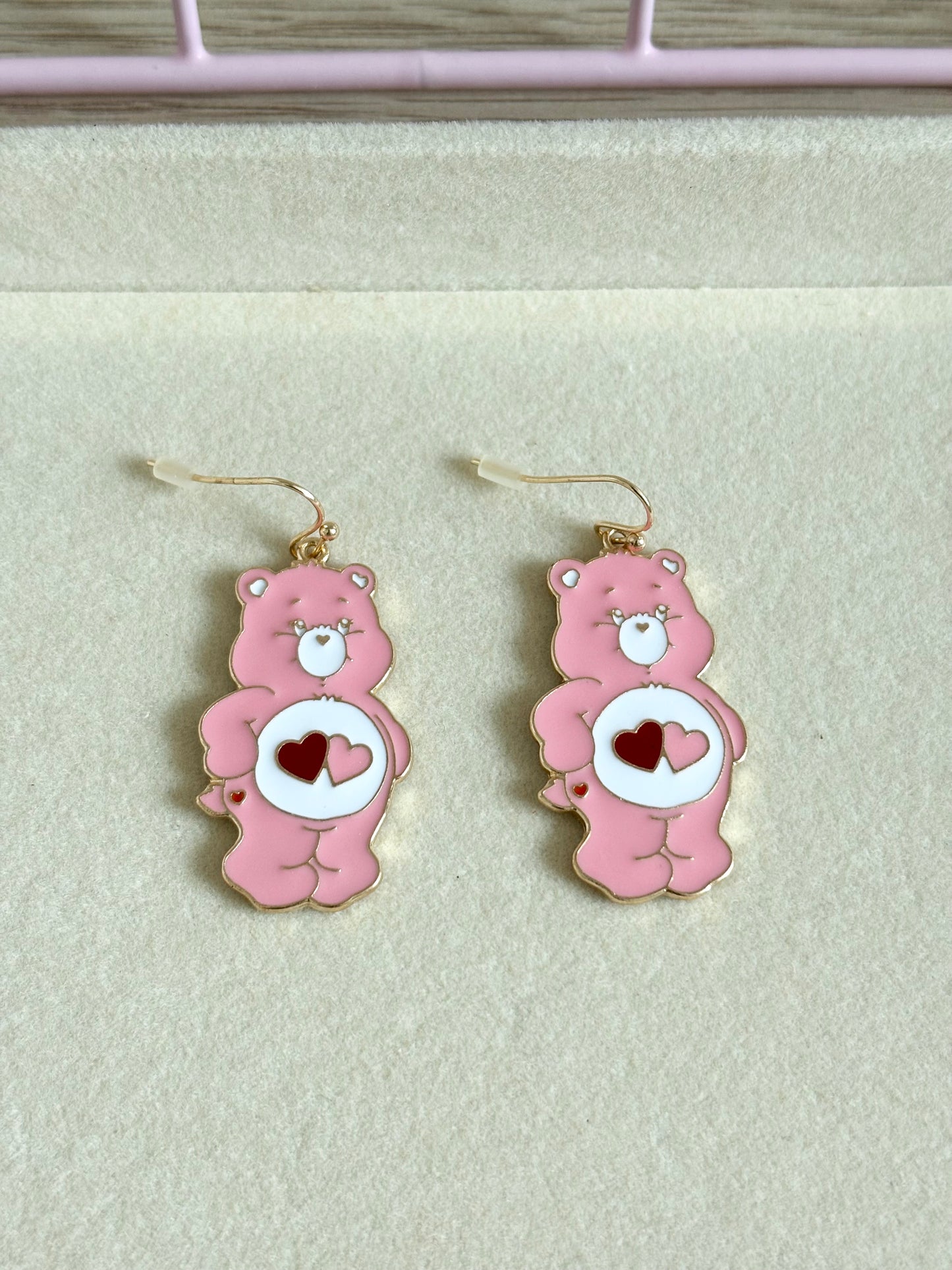 Aretes osito cariñoso rosado