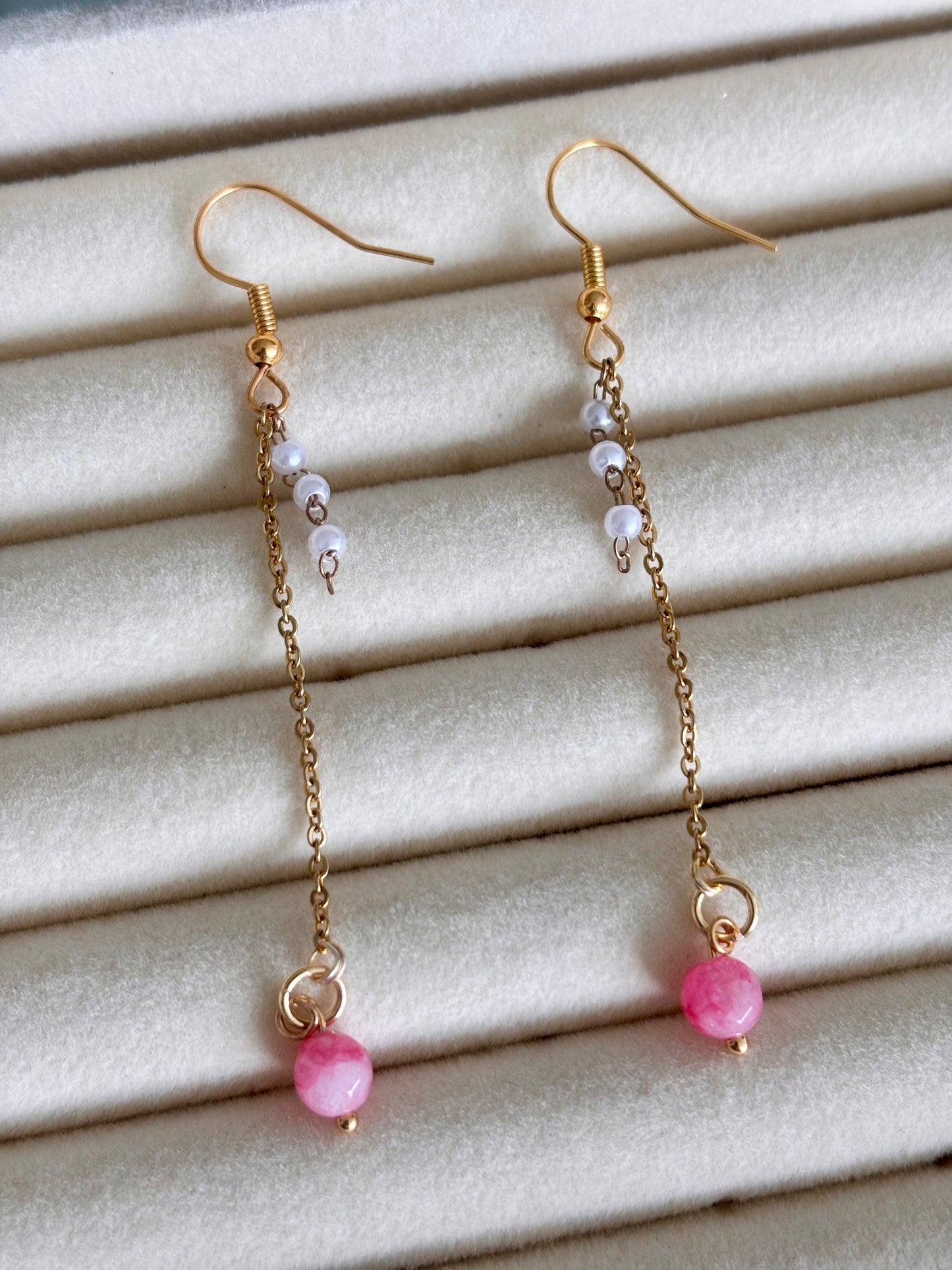 Aretes cuarzo rosa