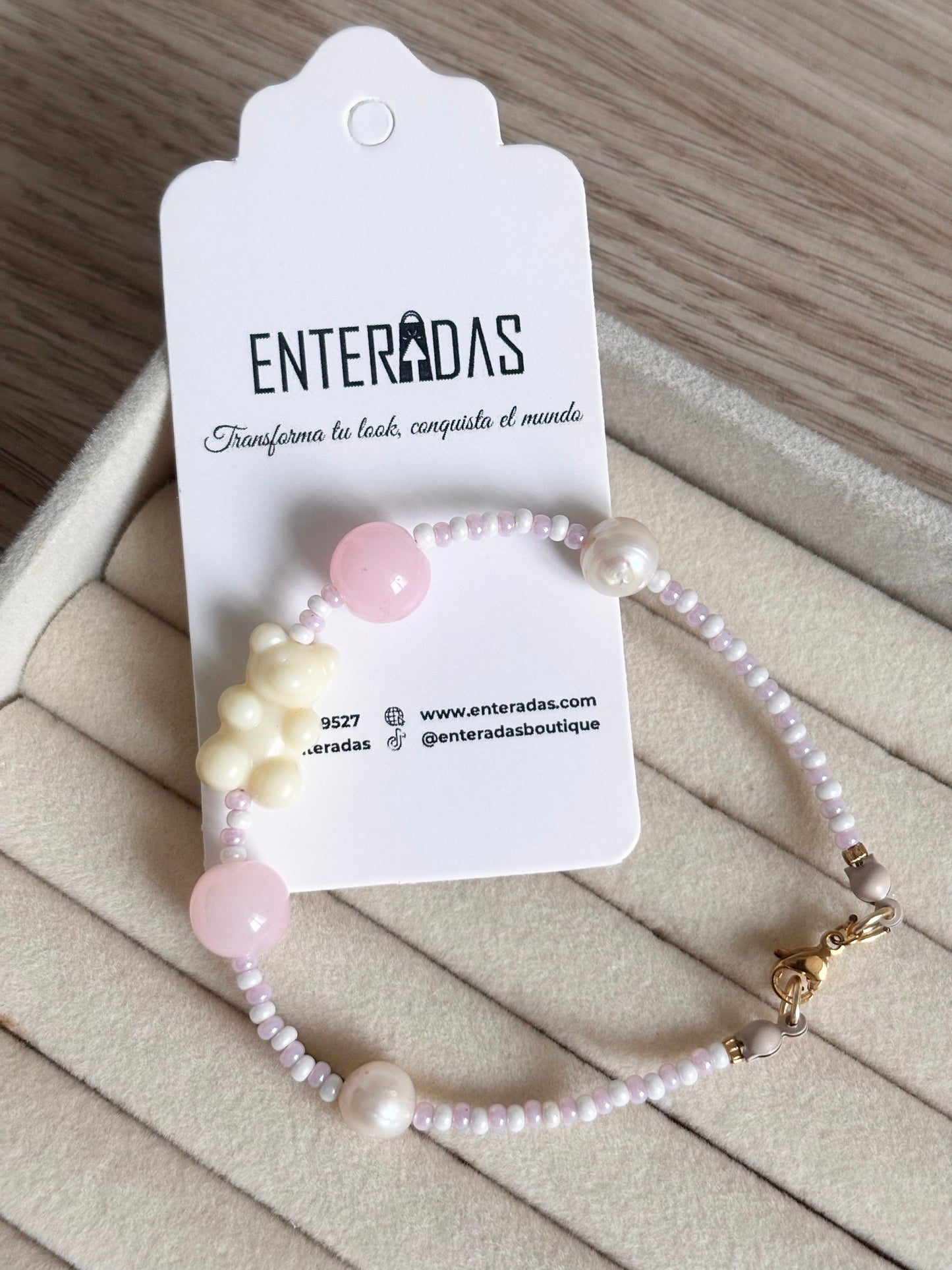 Pulsera osito lindo beige