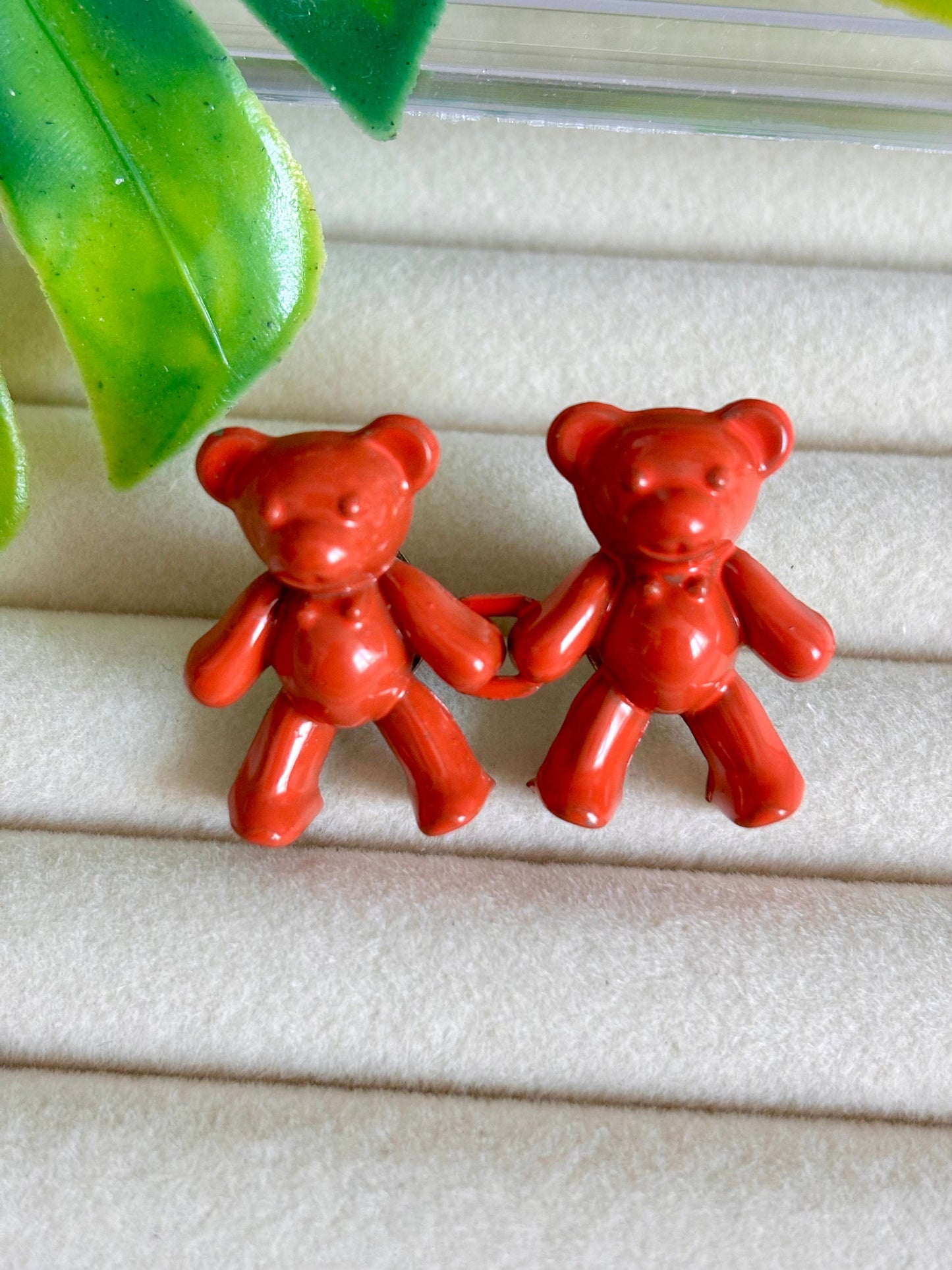 2 Piezas prendedor osito rojo ladrillo
