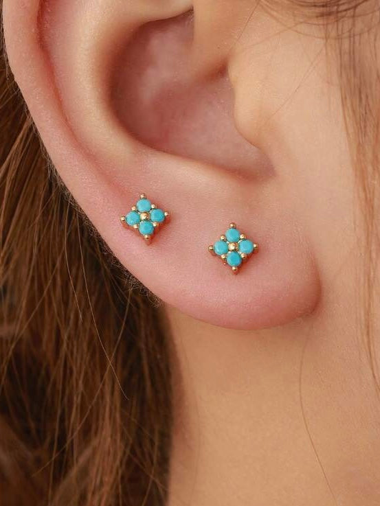 Mini aretes turquesas