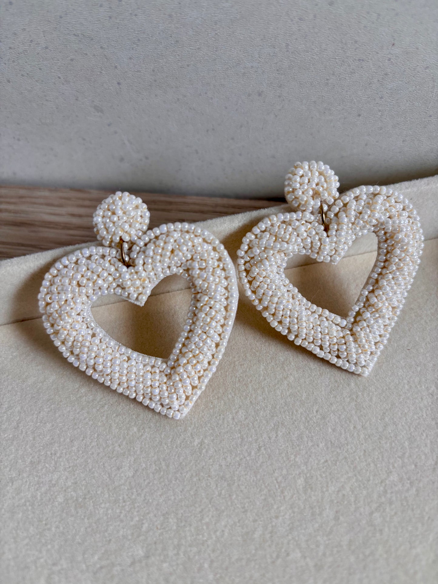 Aretes XL Corazon perlado