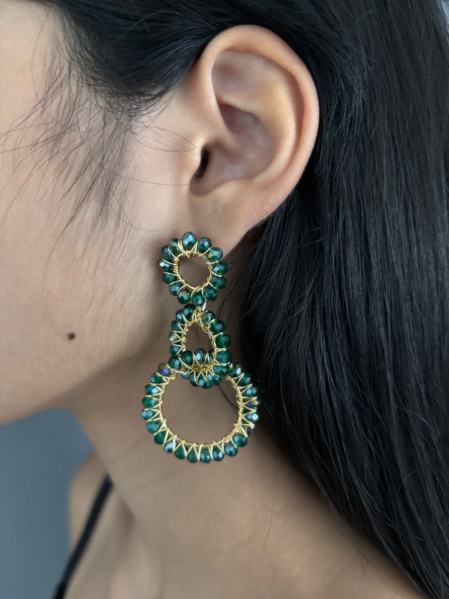 Aretes XL Cristales verde tornasol