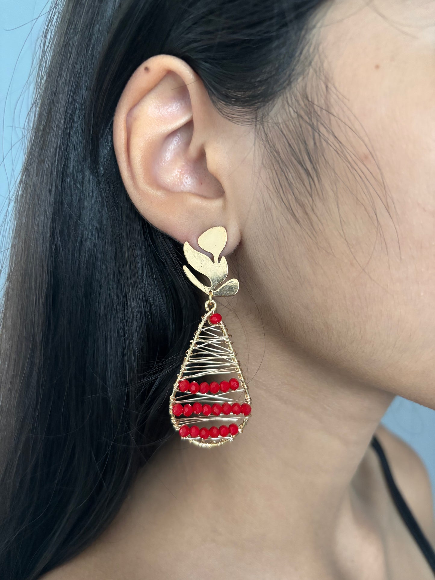 Aretes XL Cristales rojo