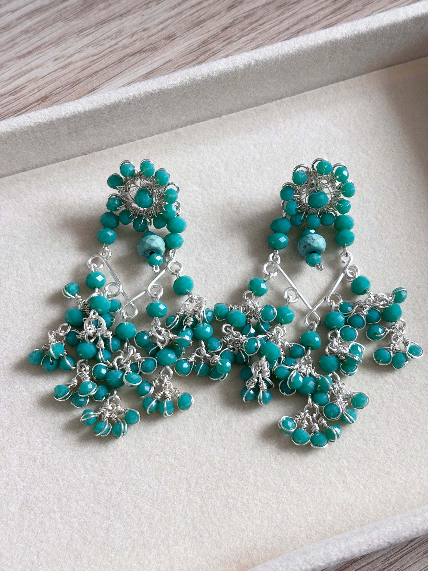 Aretes XL Cristales turquesa