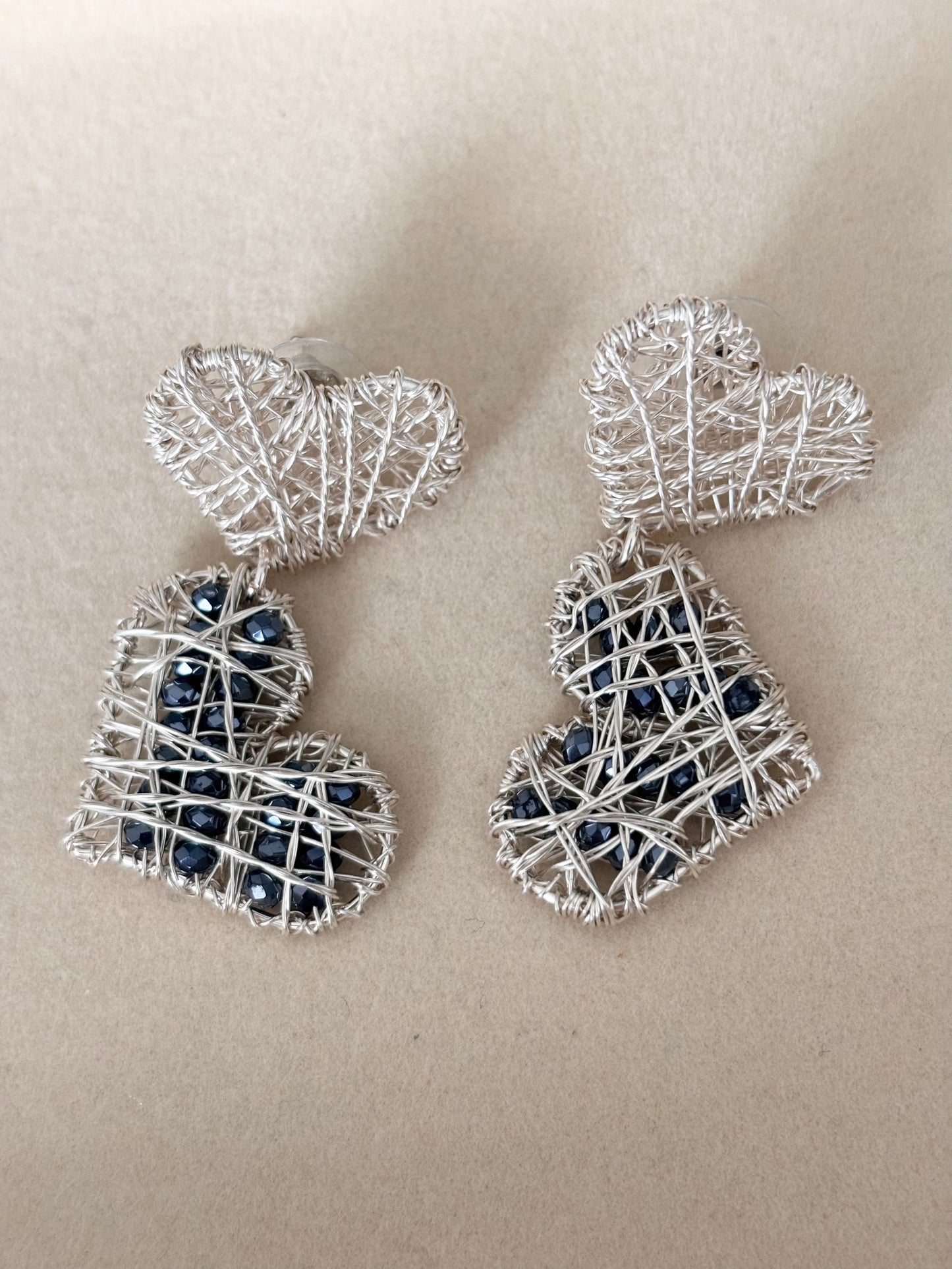 Aretes XL Cristales corazones