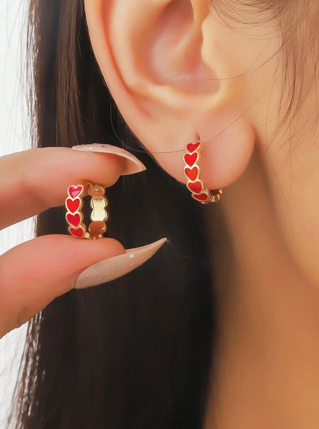 Argollas corazones rojo