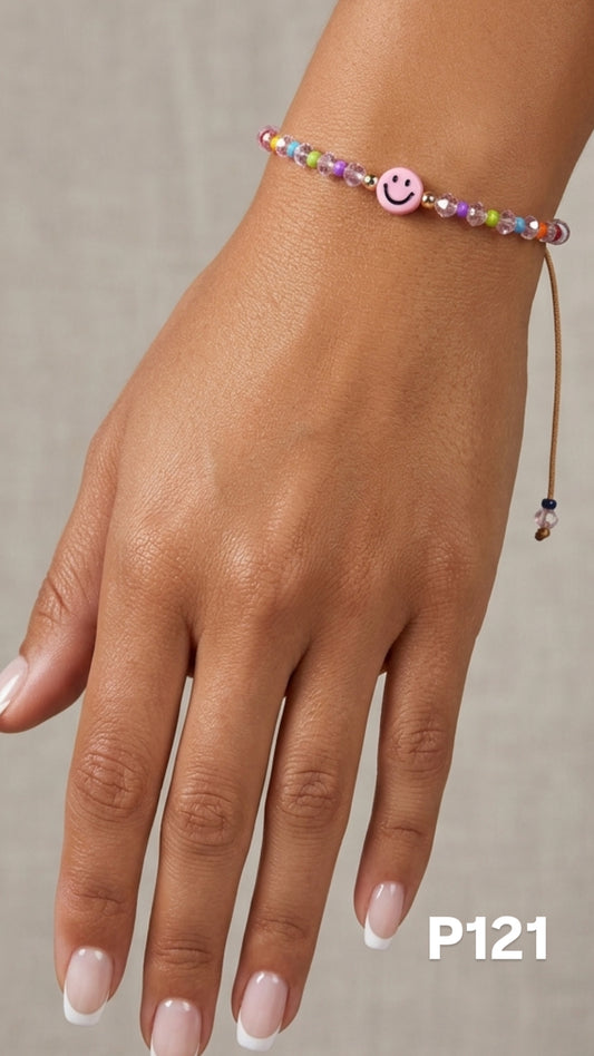 Pulsera carita feliz rosa