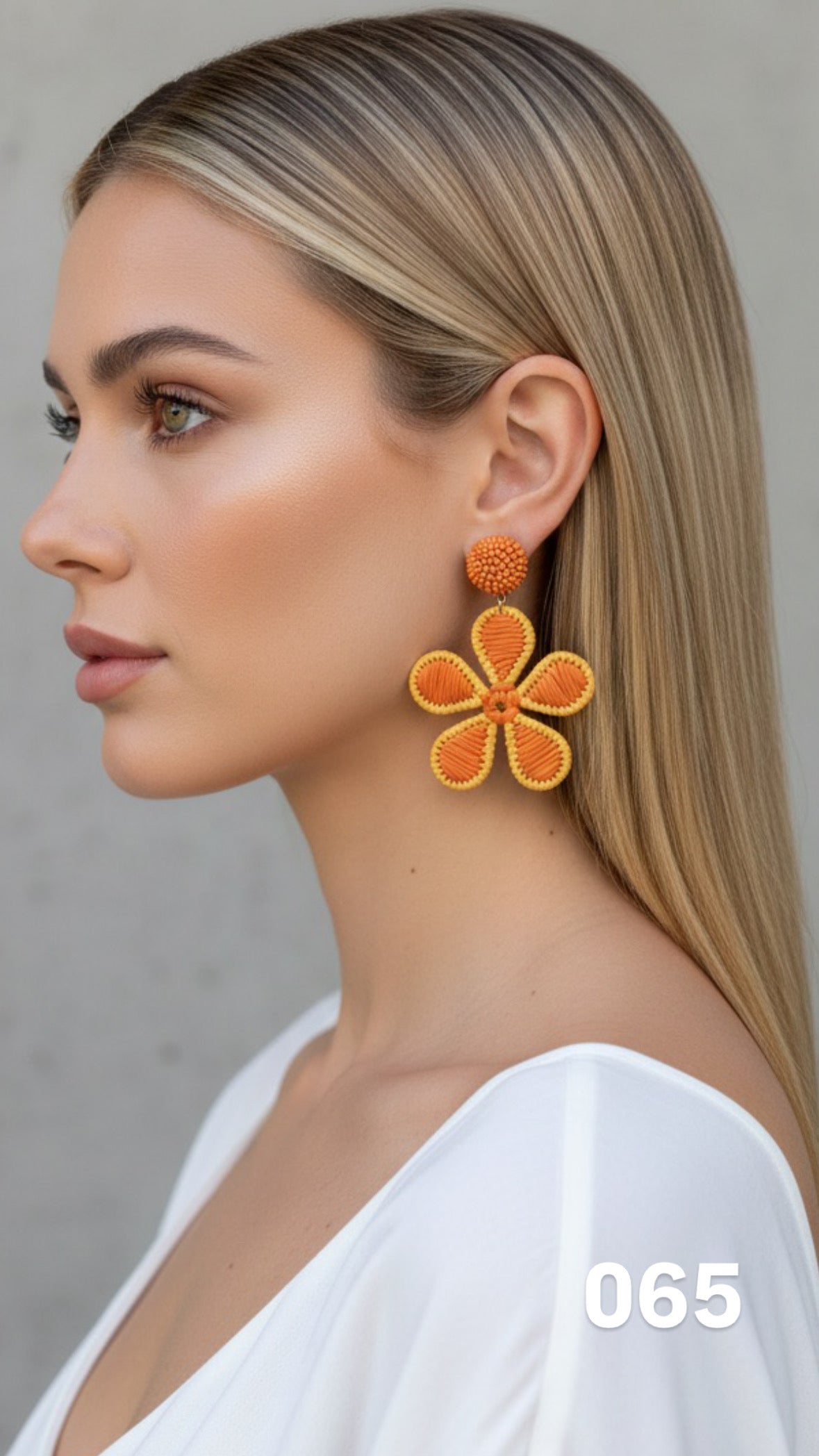 Aretes XL flor de raffia