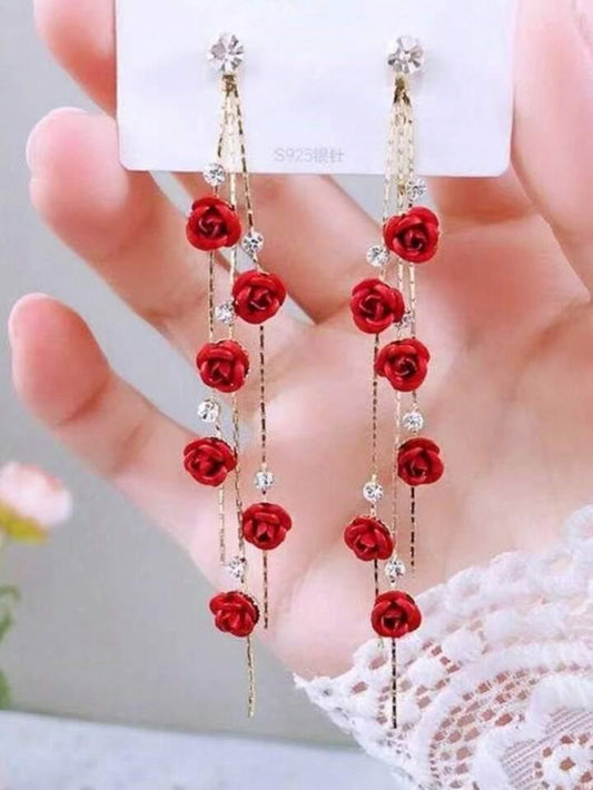 Aretes Rosas brillantes