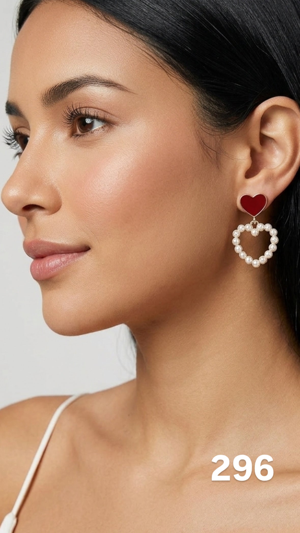 Aretes corazón perlitas