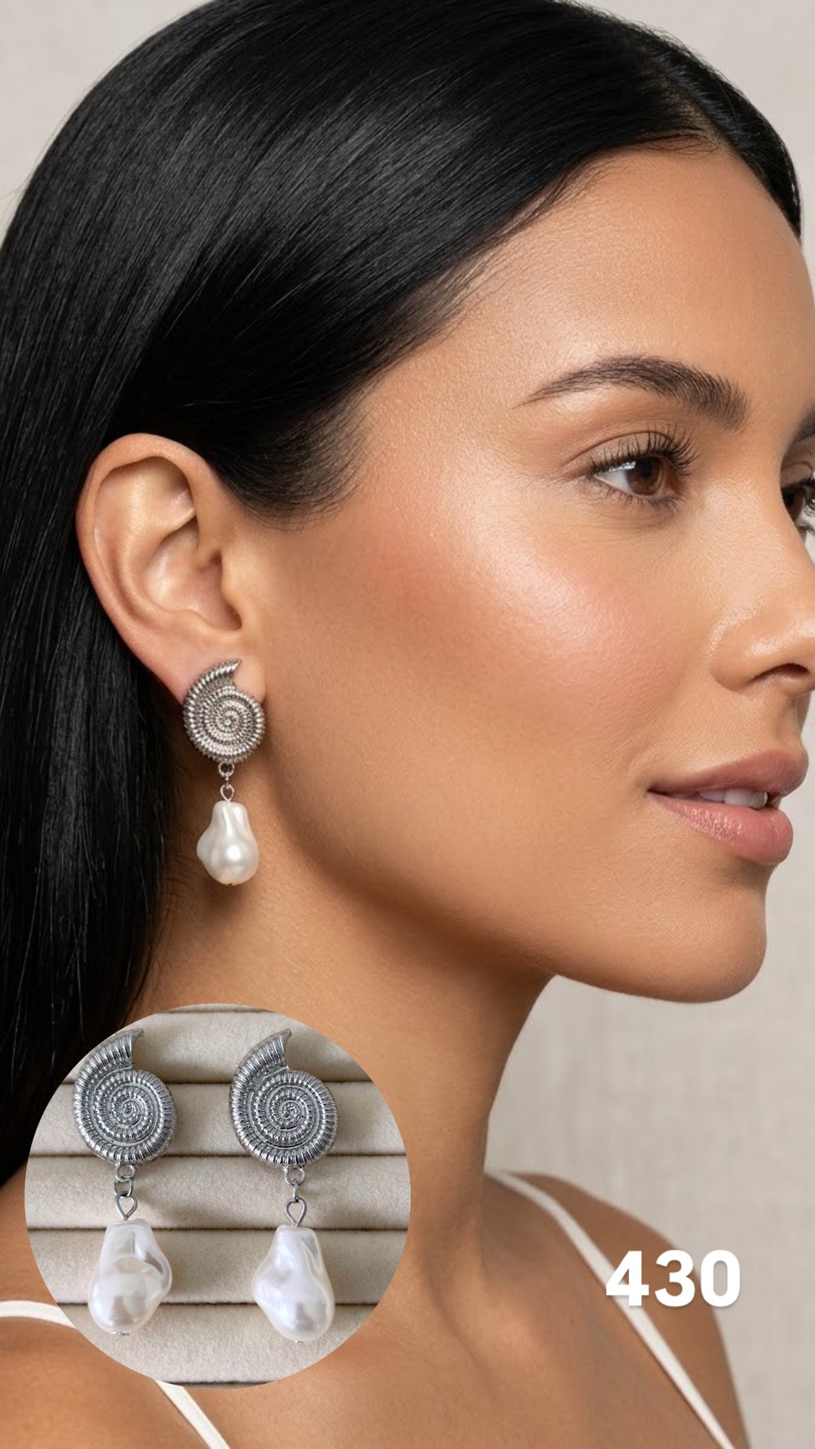 Aretes caracol perla