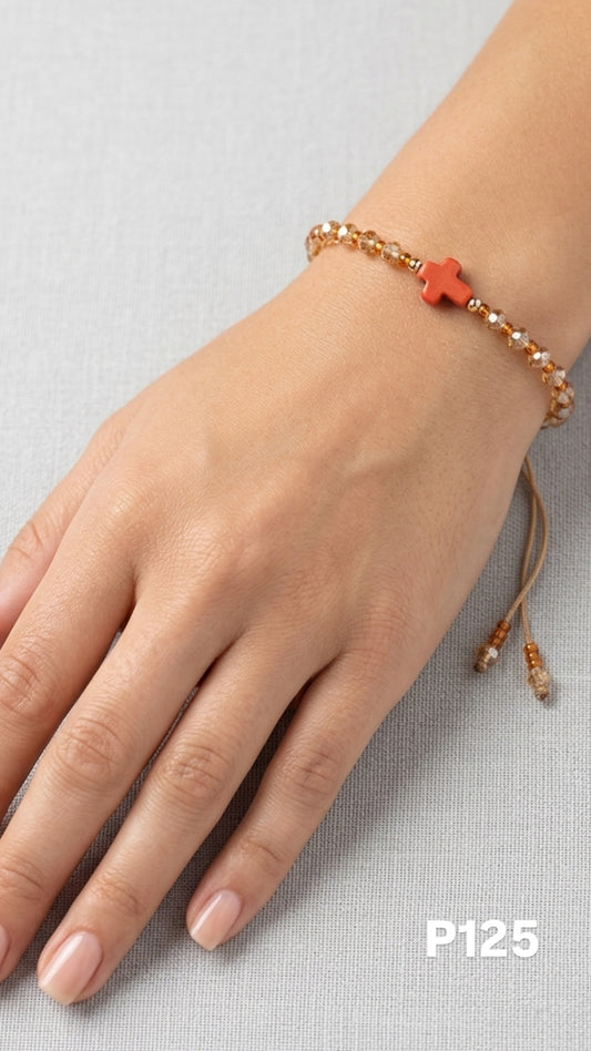 Pulsera cruz naranja