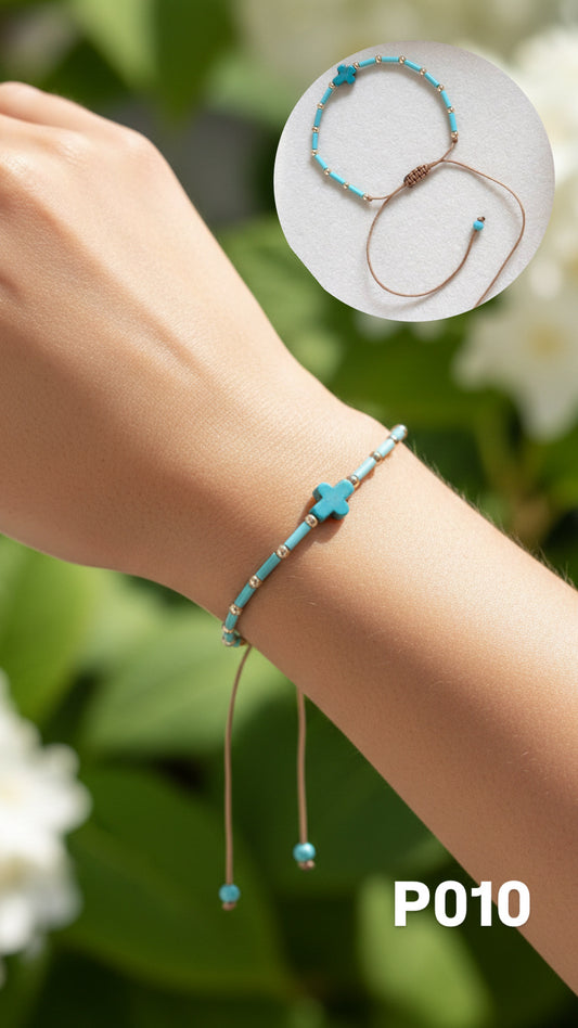 Pulsera cruz turquesa