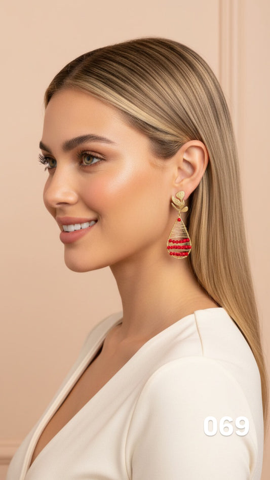 Aretes XL Cristales rojo
