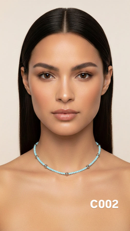 Collar cristales chekos celeste