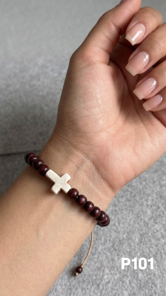 Pulsera Cruz beige