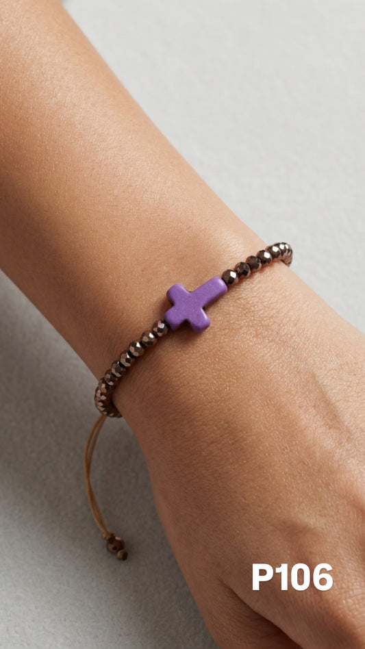 Pulsera Cruz morada
