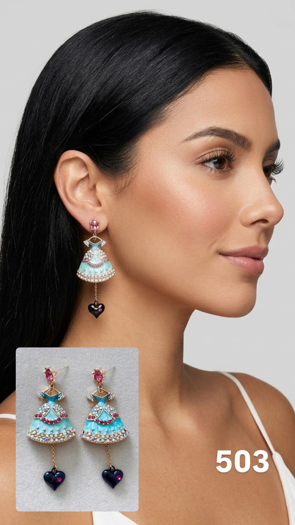 Aretes vestido turquesa