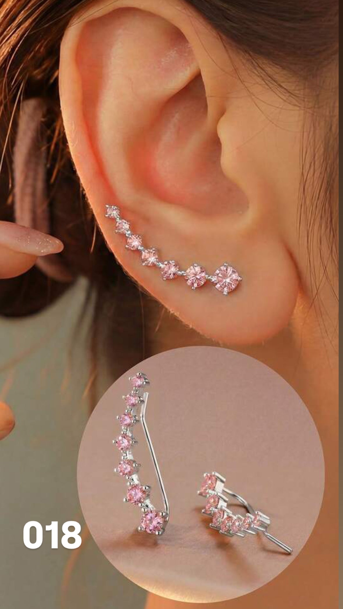 Aretes renacer rosa plateado
