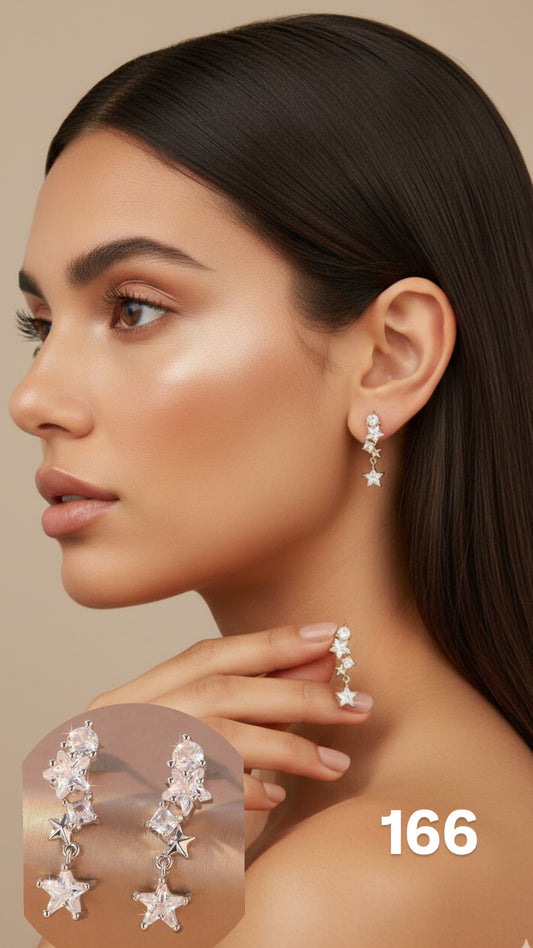 Aretes estrellas soñadas plateada
