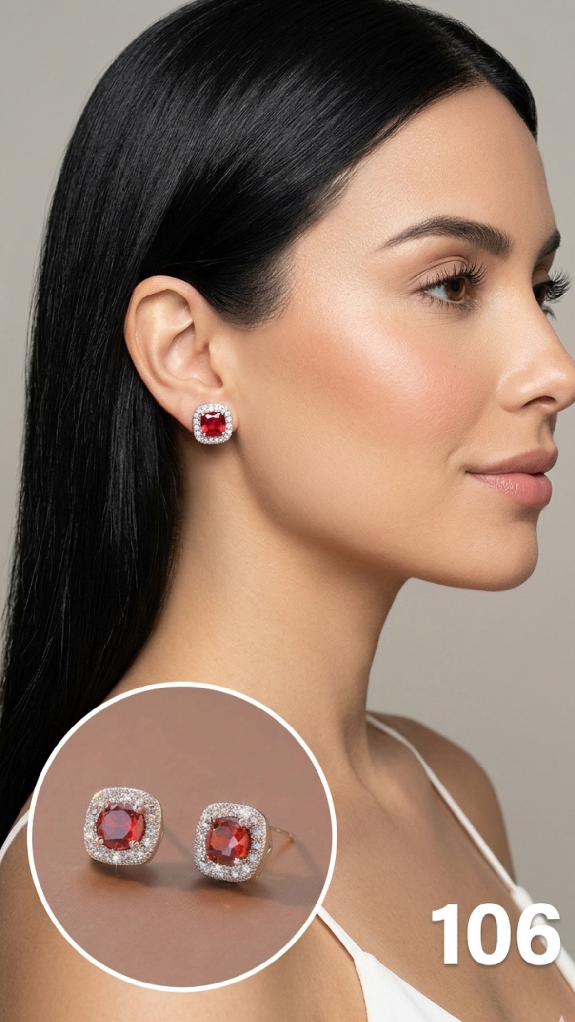 Aretes reina circon rojo