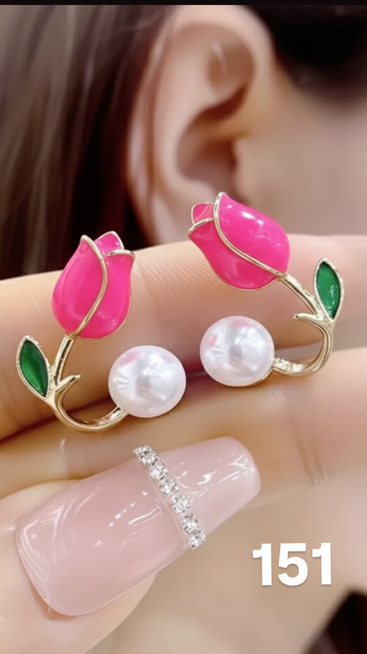 Aretes Tulipan fucsia