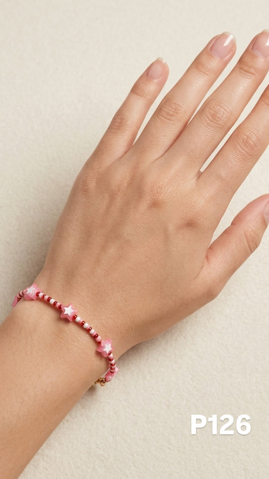 Pulsera estrellas rosa