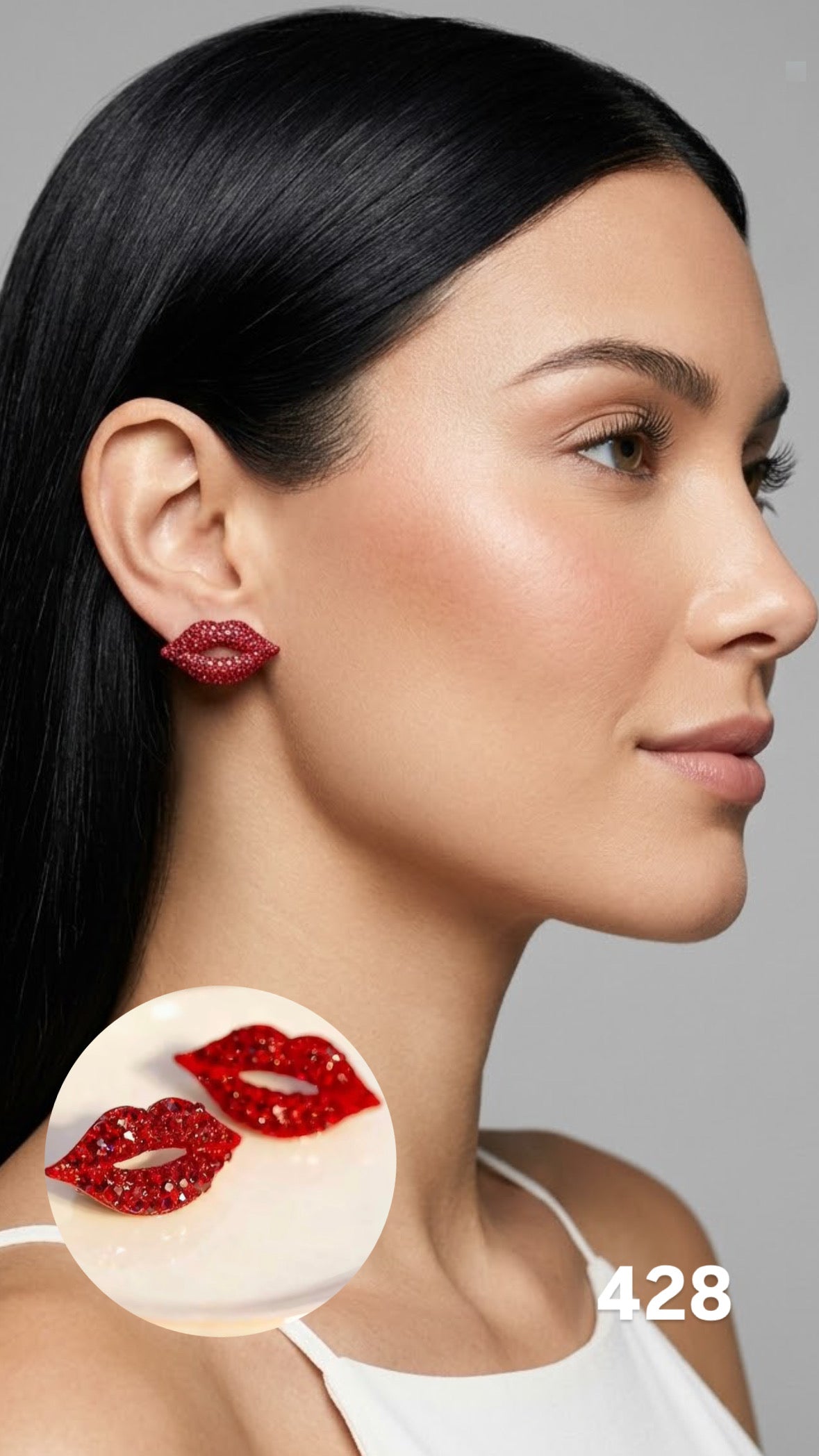 Aretes labios rojos