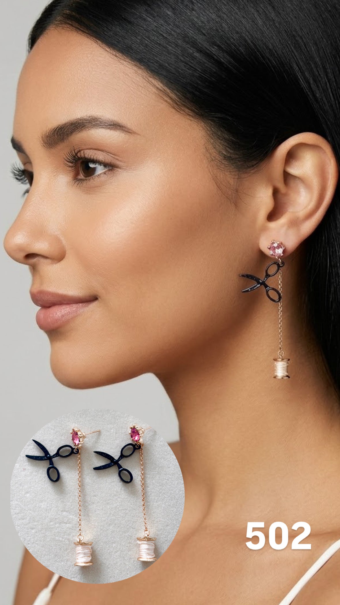 Aretes Costura tijera y hilo