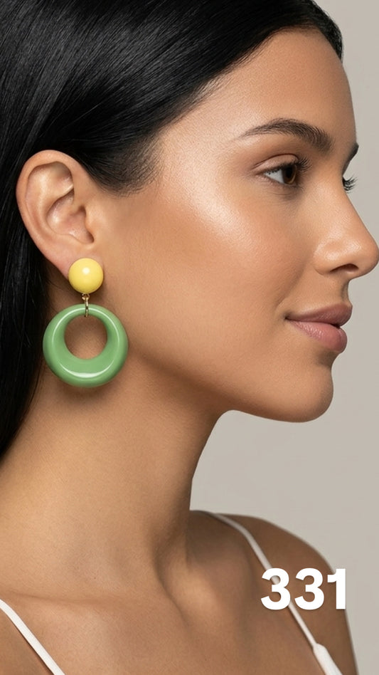 Aretes chicle verde amarillo