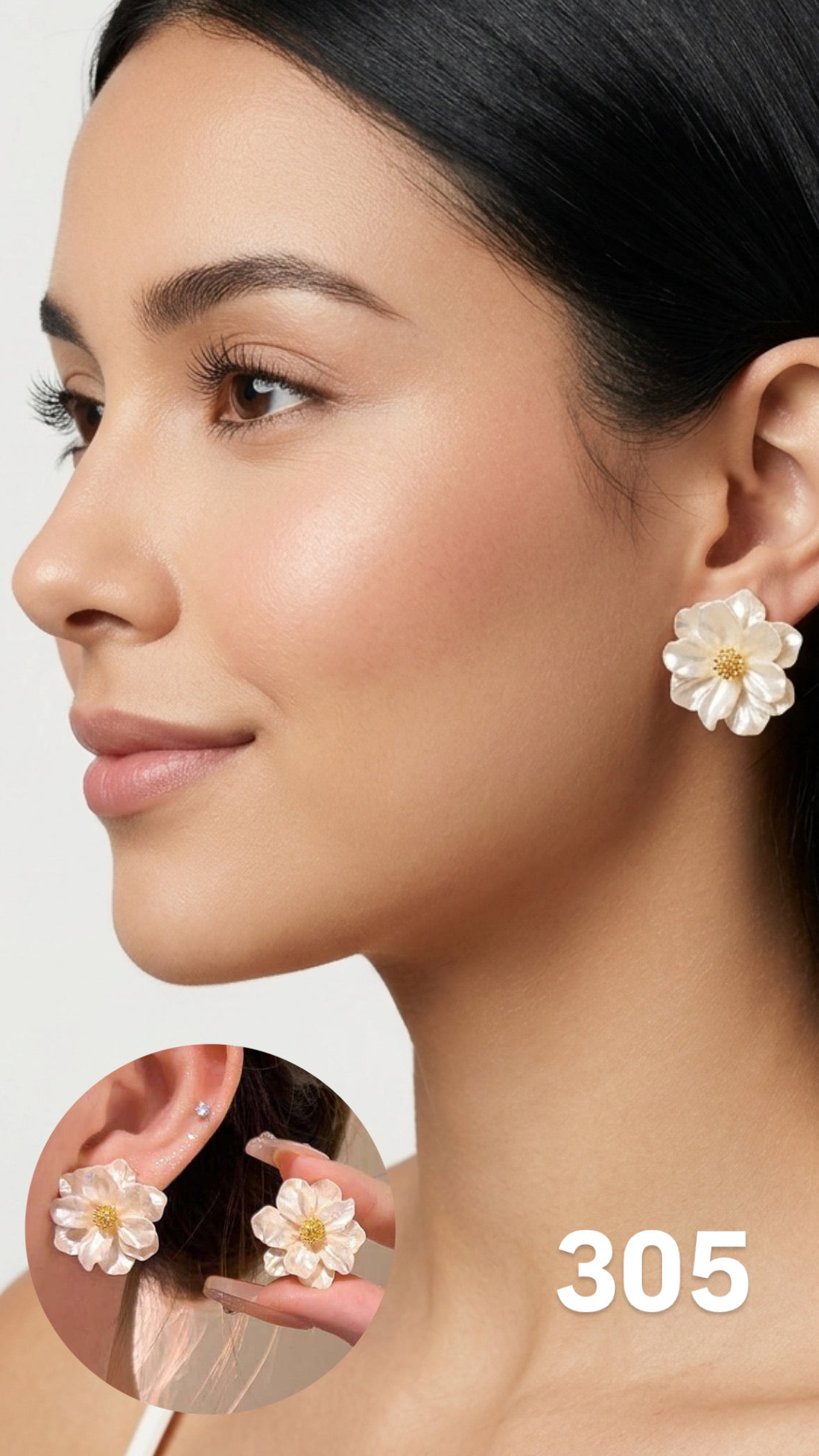 Aretes flor beige