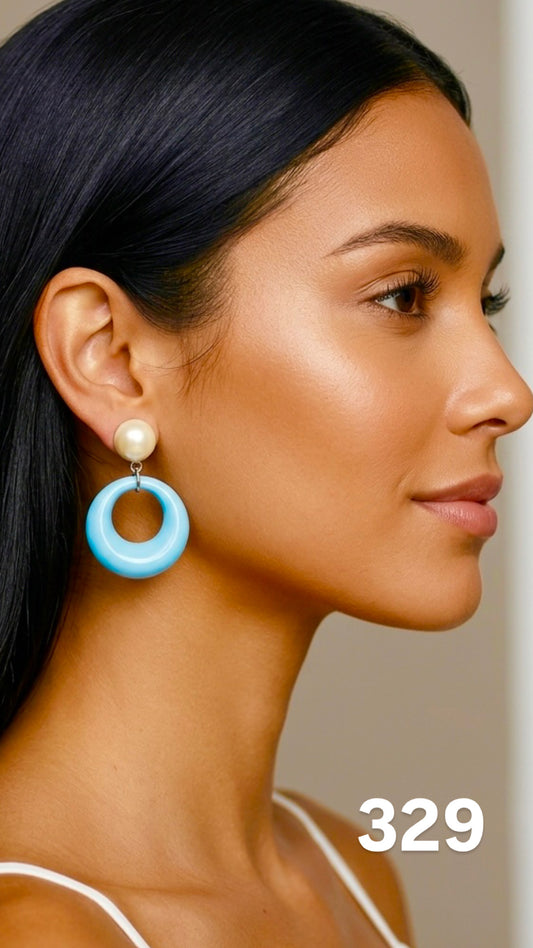 Aretes chicle beige celeste