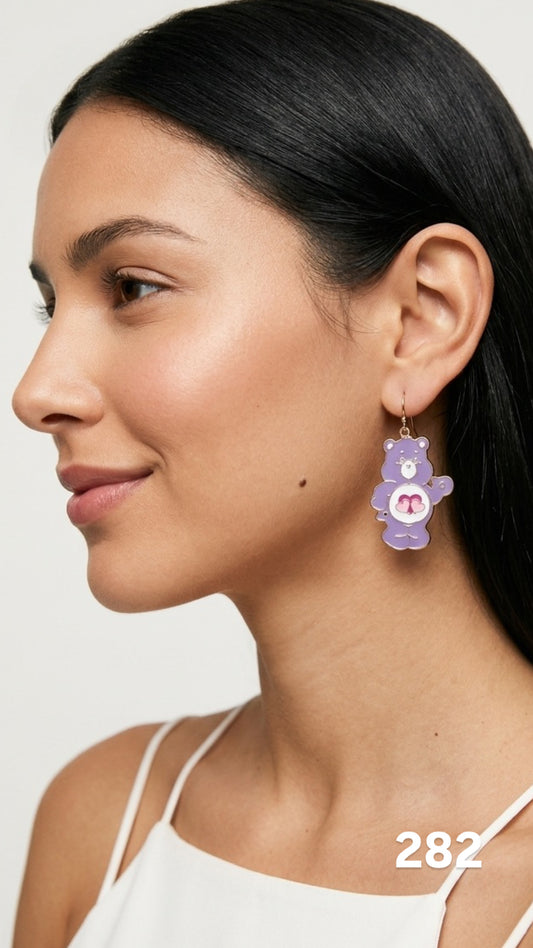 Aretes osito cariñoso violeta
