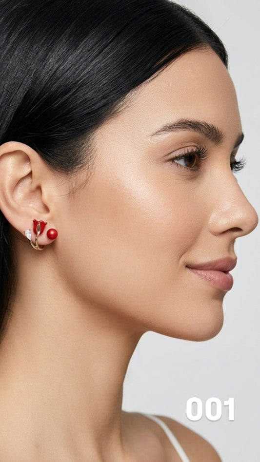 Aretes Rosa roja