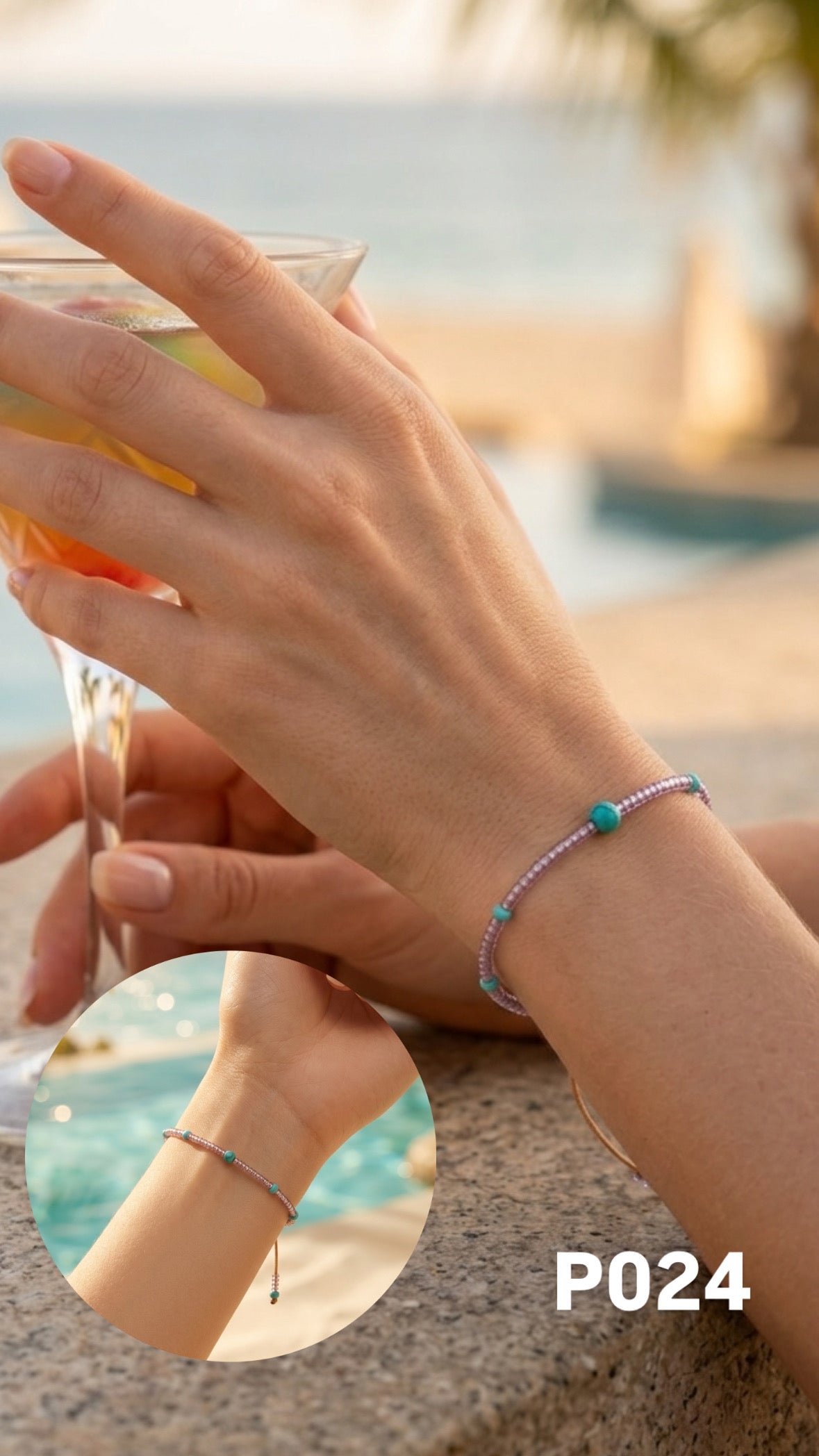 Pulsera turquesa cristalina