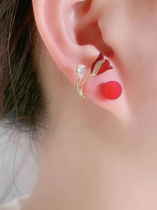 Aretes Rosa roja
