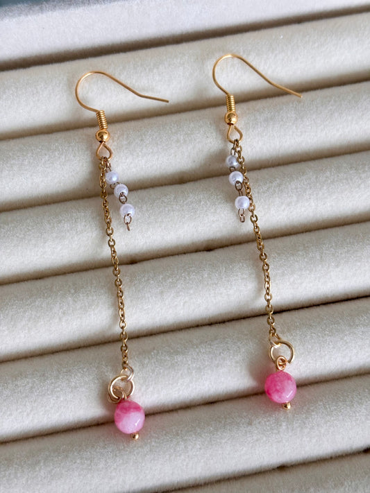 Aretes cuarzo rosa