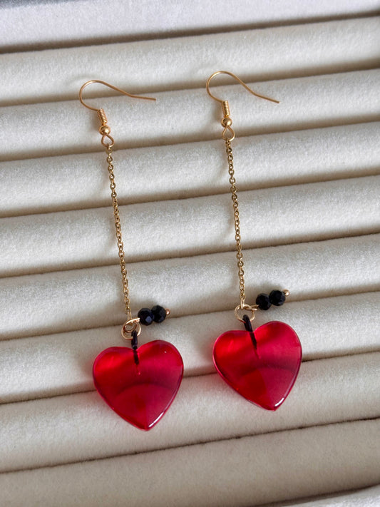 Aretes corazón rojo