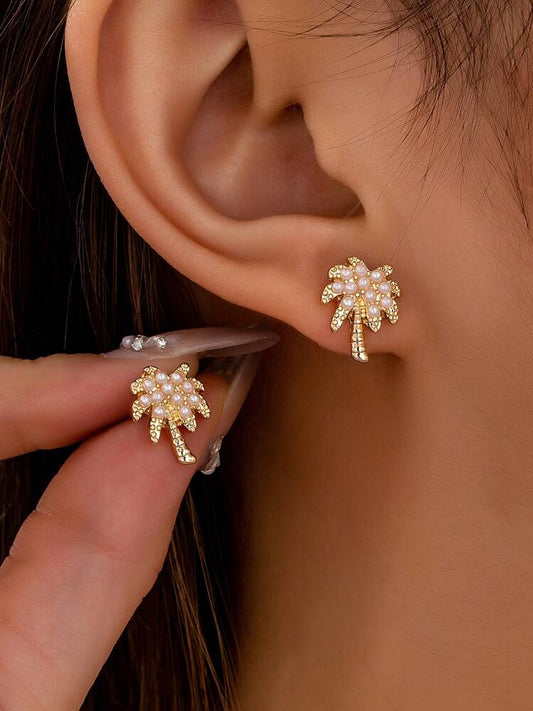 Aretes palma perlitas