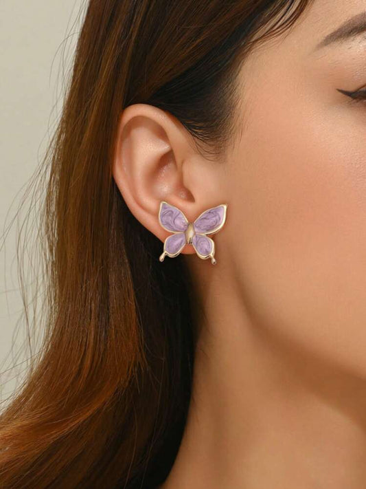 Aretes mariposa violeta