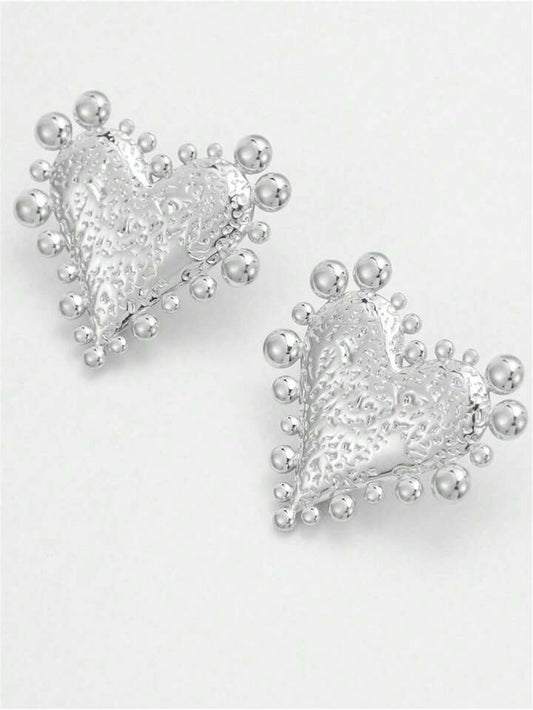 Aretes Corazón plateado XL